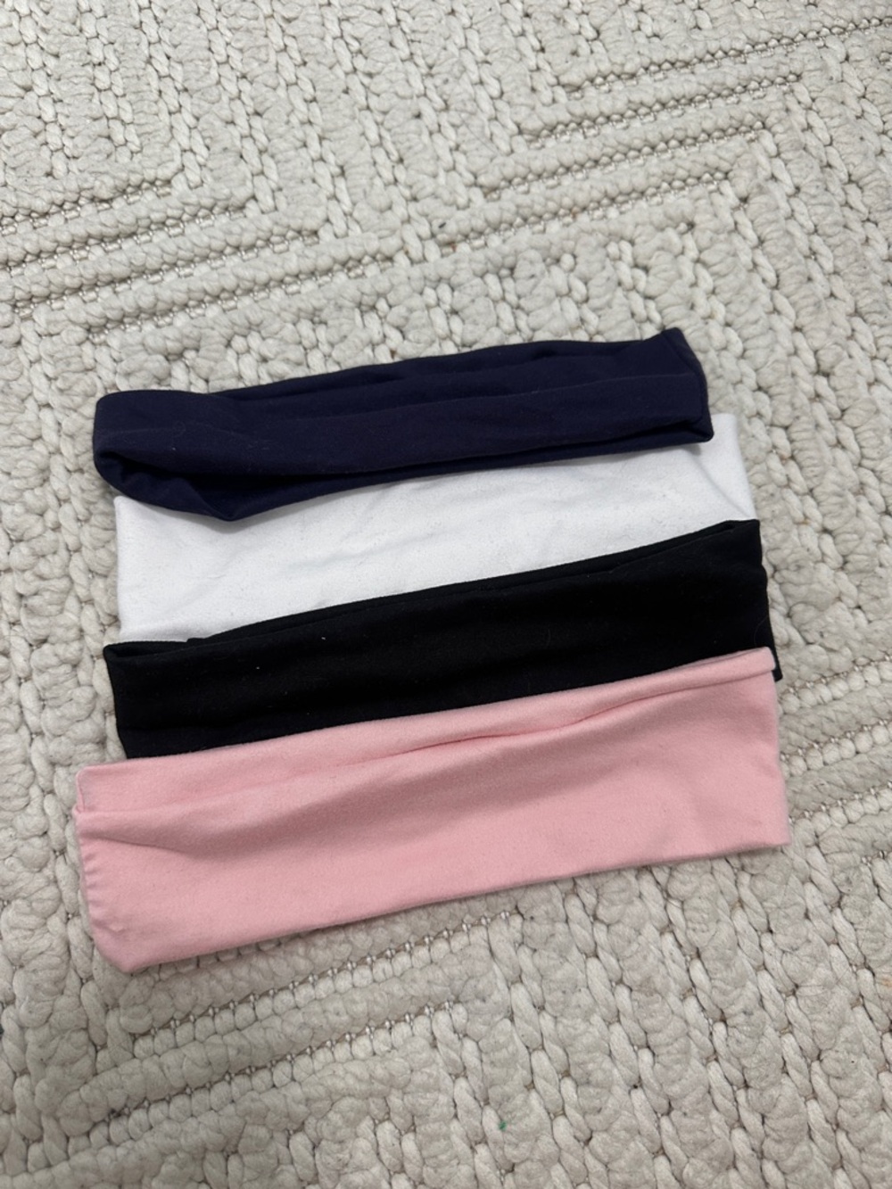 Pack of Stretchy Fabric Headbands - Navy, White, Black, Pink